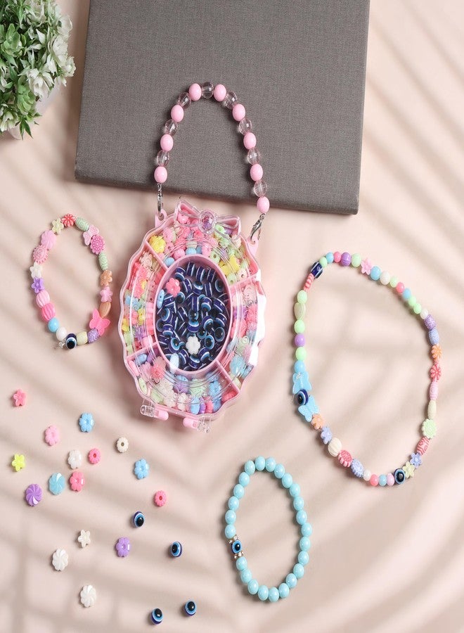ambitieux Miiror -Shaped Bracelet Making Beading Kit for Kids - 250+ Colorful Beads, 10M Elastic Thread, DIY Jewelry Craft Set Birthday for 4, 5, 6 Years Old Little Girls (Multicolor Beads) - Image 1